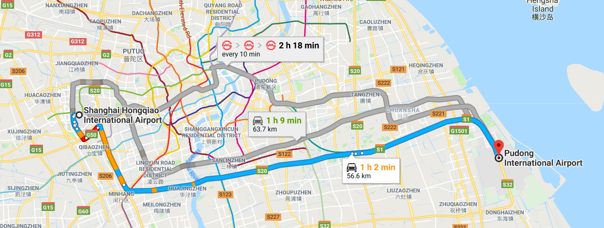 Transfer from Hongqiao airport to pudong airport